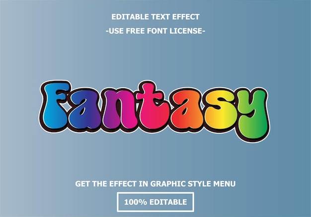 Fantasy 3D editable text effect template Style premium free font license vector