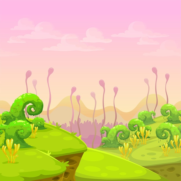 Vector fantasy alien landscape illustration