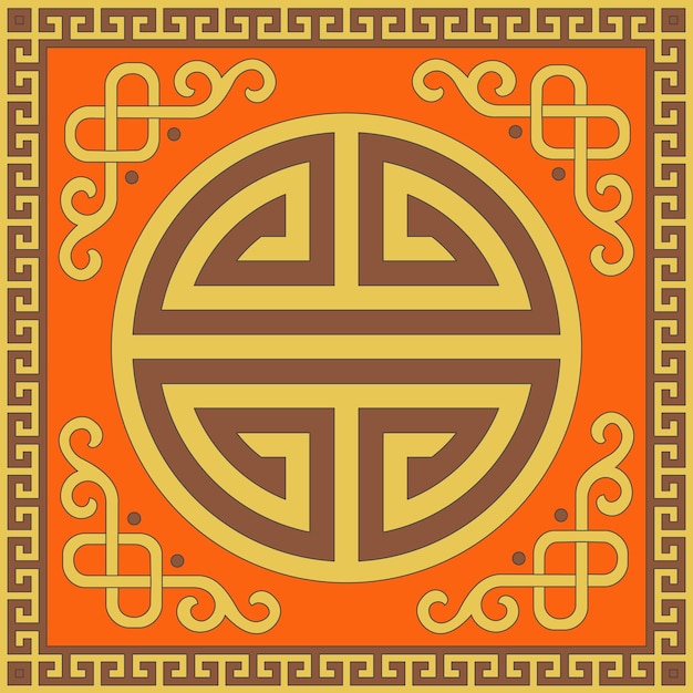 Fantasy on the art of Mongolia traditional ornament vector design