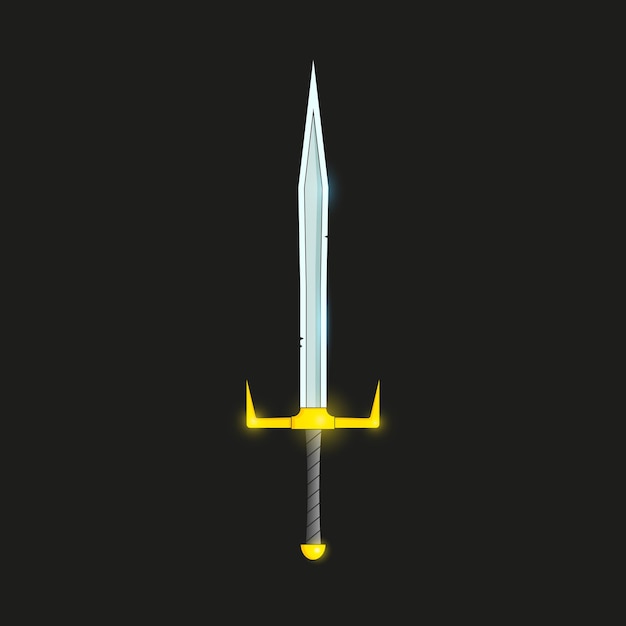 Vector a fantasy beautiful elven sword with a golden hilt and a shining blade vector illustration