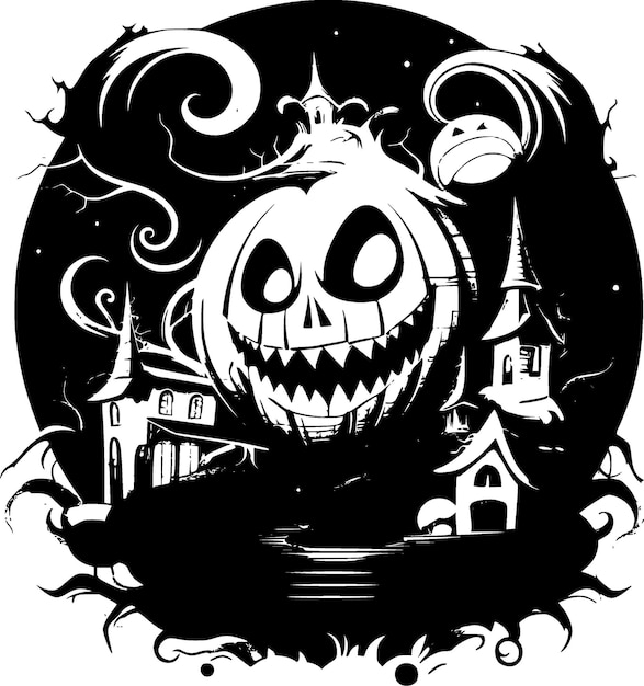 Fantasy Black and White Isolated Icon Vector illustration