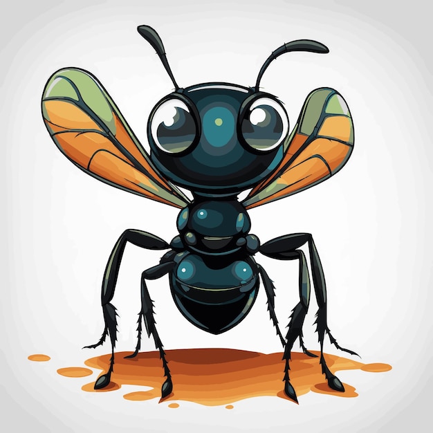 Vector fantasy cartoon art ant cute vector illustration