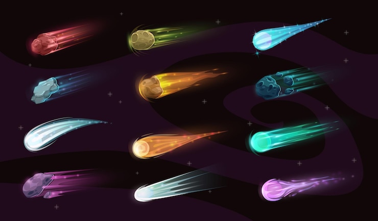 Vector fantasy comet meteor or asteroid in space