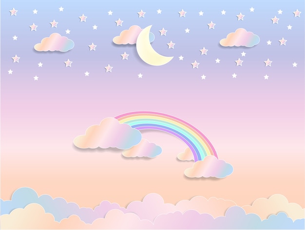 Vector fantasy concept,pastel rainbow background