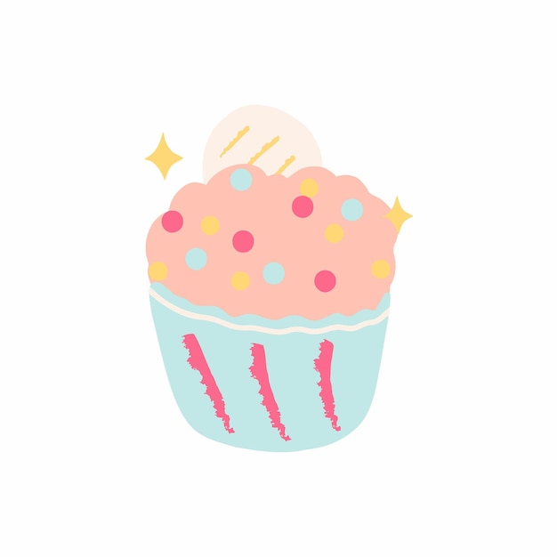 Fantasy Cute Cupcake Unicorn Illustration