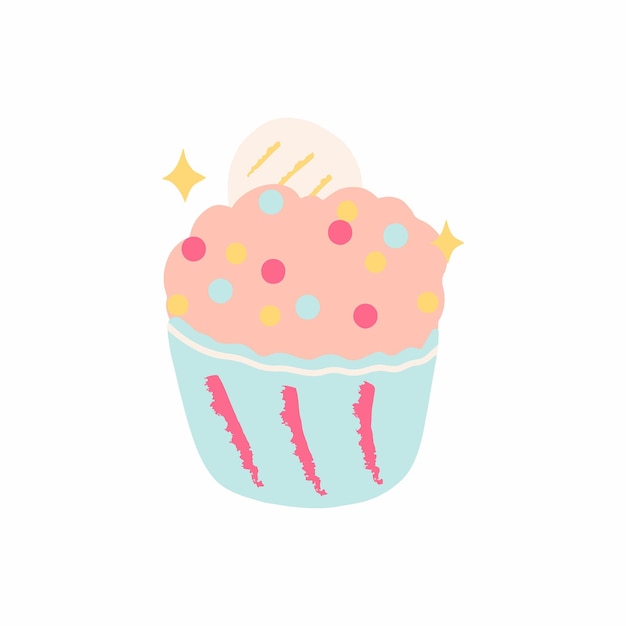 ファンタジーかわいいカップケーキ ユニコーン イラスト