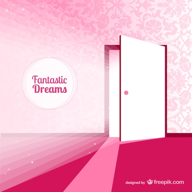 Fantasy door for dreams in pink tones