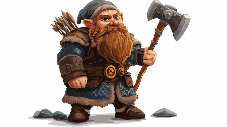 Vector fantasy dwarf vector illustration isolated on white background