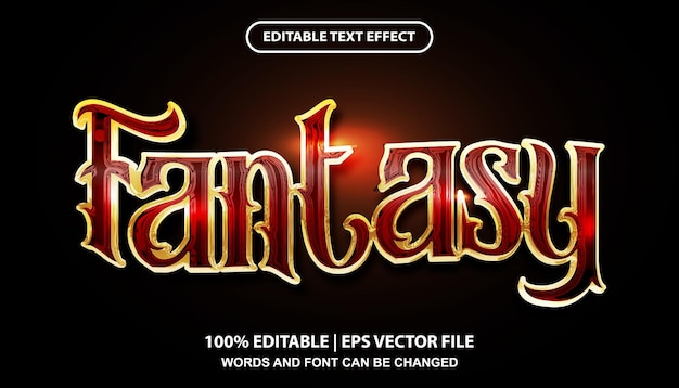 Fantasy editable text effect template, golden lettering in movie title font style