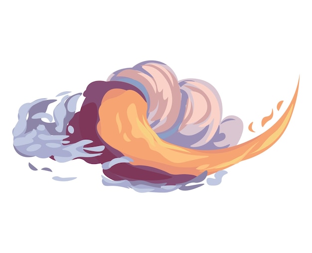 Vector fantasy element of colorful set this delightful cartoon rendering of a whirlwind from a fairy tale