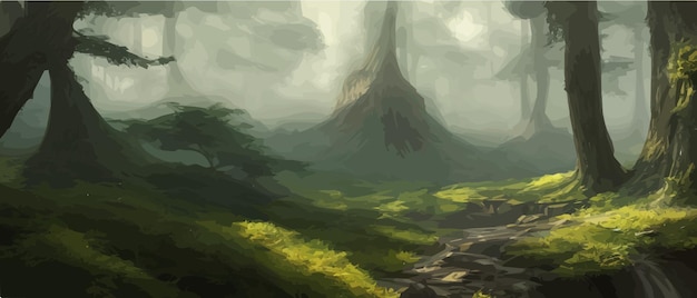 fantasy epic magic mountain landscape mystical winter valley valley panoramic view of big mountains