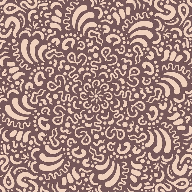 Fantasy flower hand drawn beige and brown background