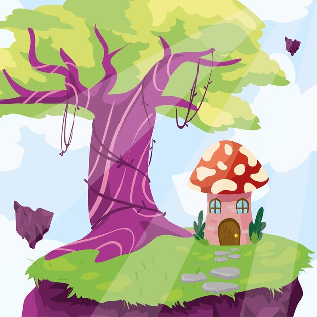 Vector fantasy fungus house