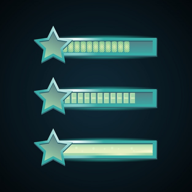 Vector fantasy game ui bar with star template frame border