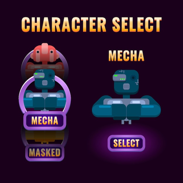 Vector fantasy game ui character selection pop up