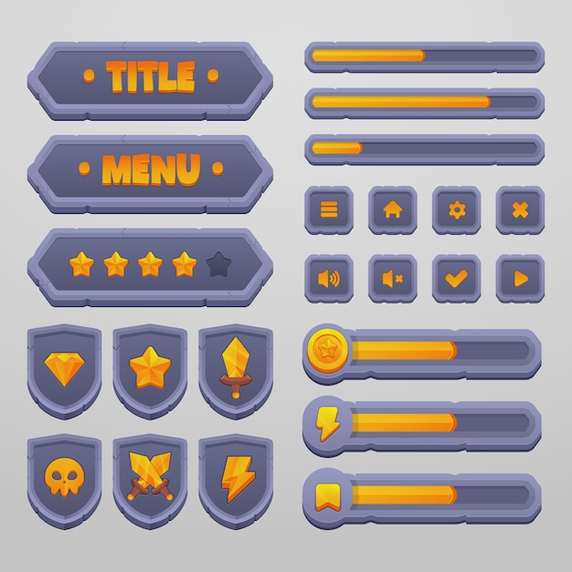 Premium Vector | Fantasy game ui kit collection Premium Vector | Fantasy game ui kit collection