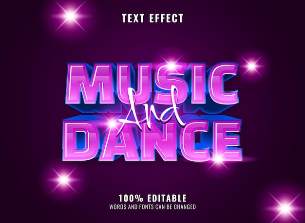 Premium Vector | Fantasy glow music dance party text effect