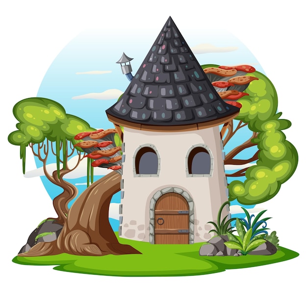 Fantasy house on white background