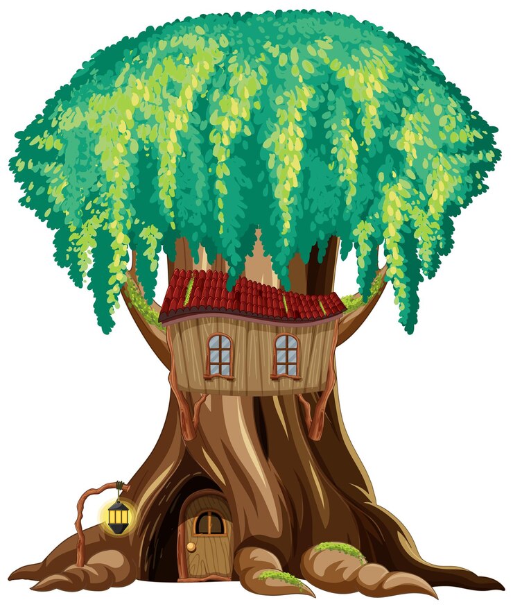 Vector fantasy huge tree on white background