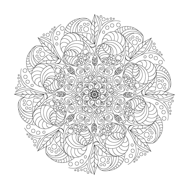 Fantasy mandala for coloring book.