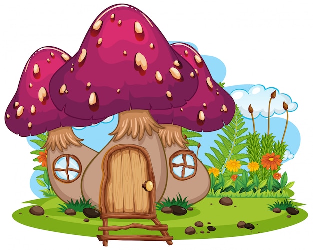 Vettore casa dei funghi fantasia