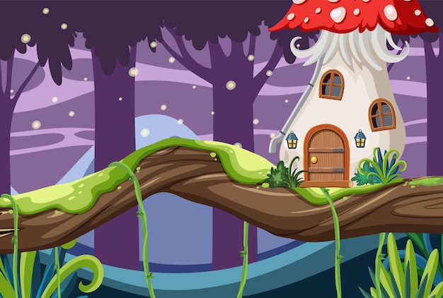 Vector fantasy mystery house in the forest