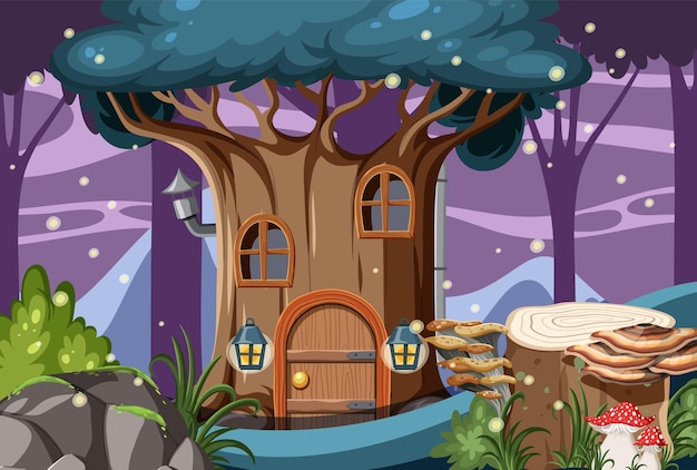 Fantasy mystery house in the forest