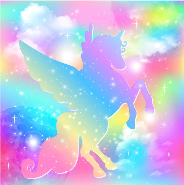 Vettore sfondo di unicorno arcobaleno di fantasia