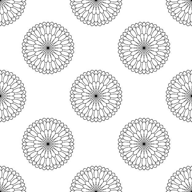 Fantasy seamless pattern with ornamental mandala. Abstract round doodle flower background.