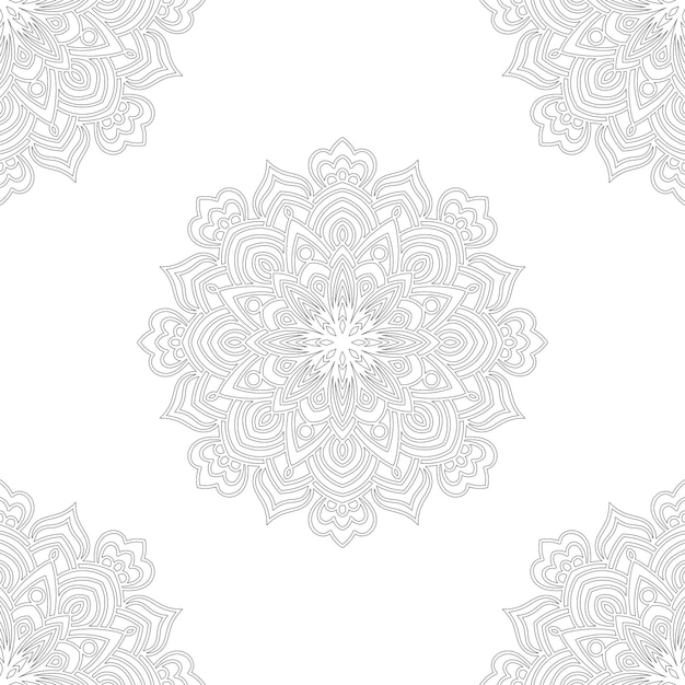 Vector fantasy seamless pattern with ornamental mandala. abstract round doodle flower background.