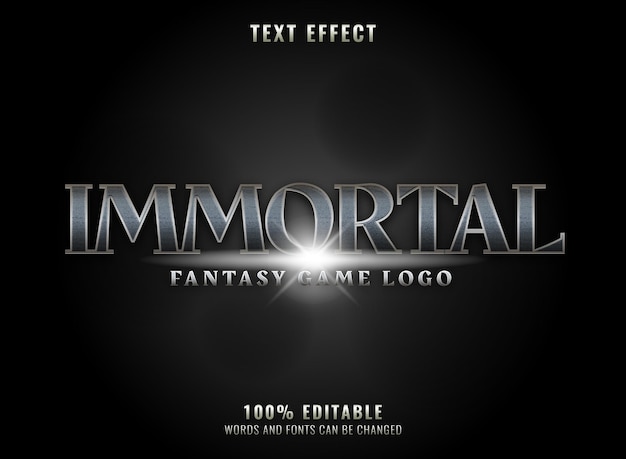 Fantasy silver iron steel immortal text effect