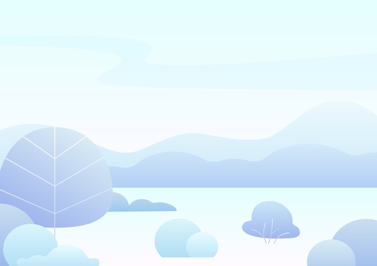 Vector ファンタジーシンプルな漫画の冬の風景、現代のグラデーションの自然。
