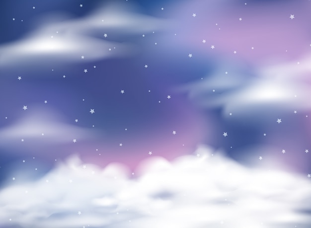 Fantasy sky in dark blue and pink pastel color background with sparks