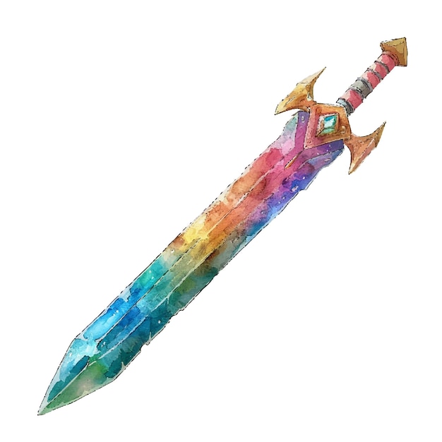 Fantasy sword vector illustration in watercolour style