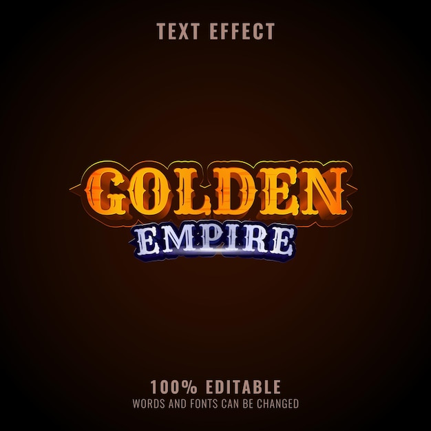 Фэнтези текстовый эффект золотой империи дизайн