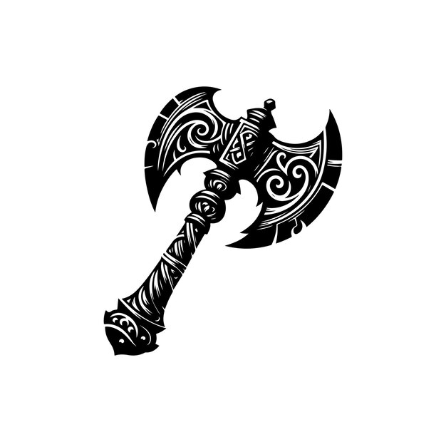 fantasy weapon axe vector illustration viking tools