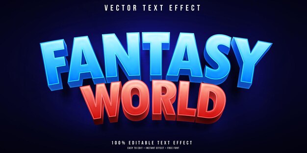 Vector fantasy world 3d text effect in cartoon style