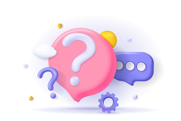 Faq concept d illustration icon composition with question mark in bubble shape messages in chat