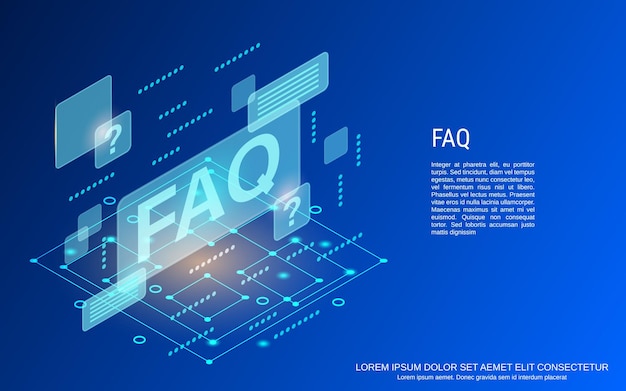 FAQ flat 3d isometric vector concept illustration