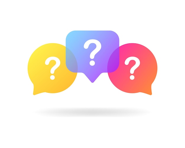 Vector faq flat color important questions speech bubble with a question mark vector icons