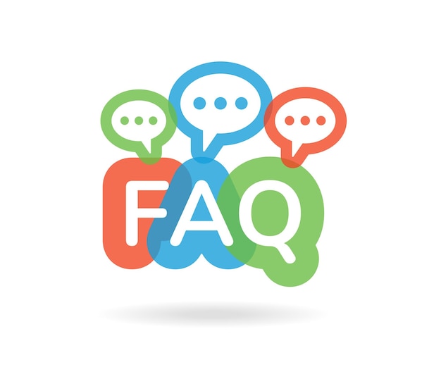 Faq help colorful word design icon. Frequently asked question vector information symbol.