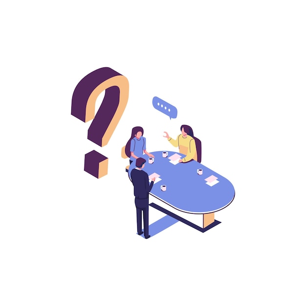 Vector faq metaphore vector flat style isometric illustration design