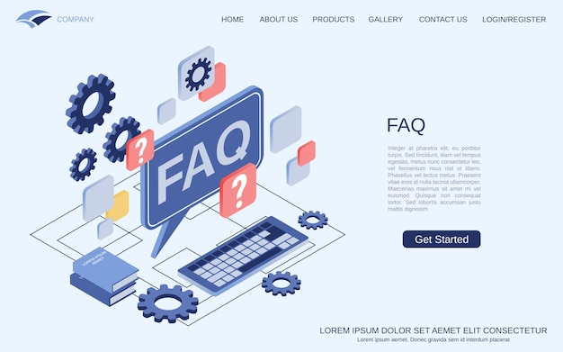 Vector faq modern 3d isometric vector concept illustration