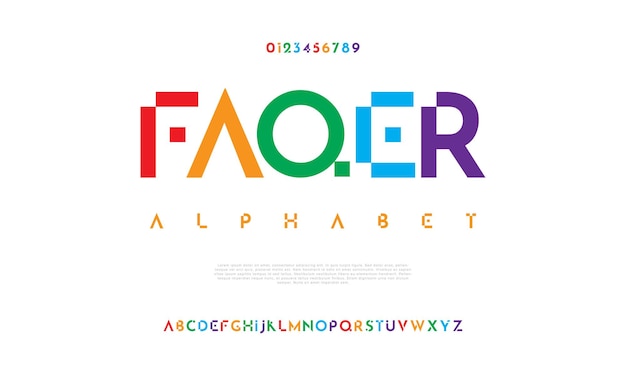 Faqer 創造的な現代都市アルファベット フォント デジタル抽象イスラム教未来的なファッション スポーツ最小限