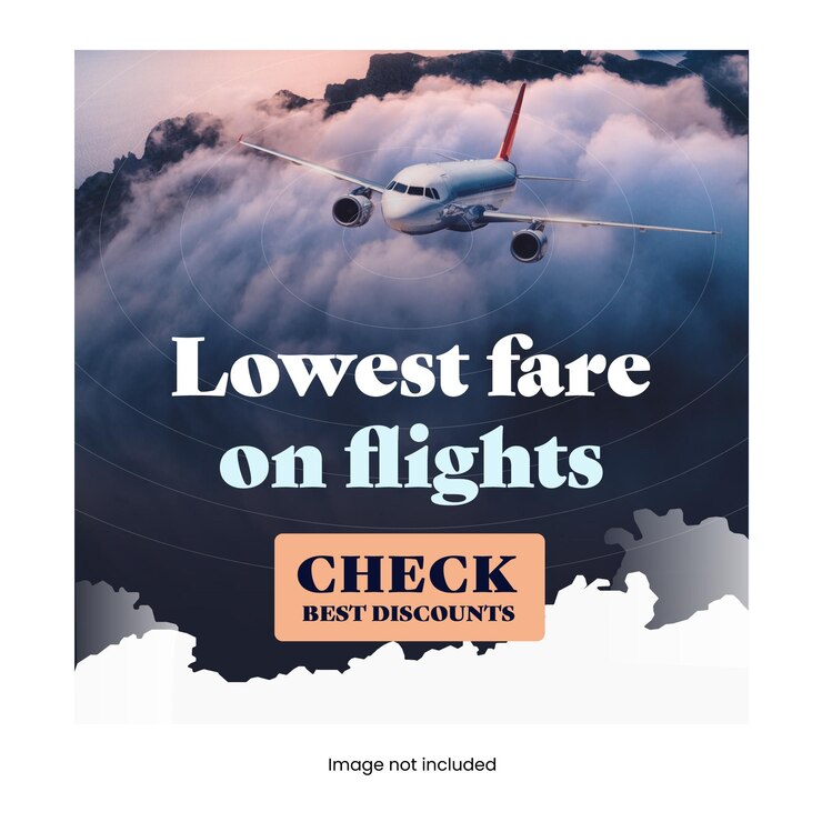 Fare Flights Banner with airplane Post for instagram