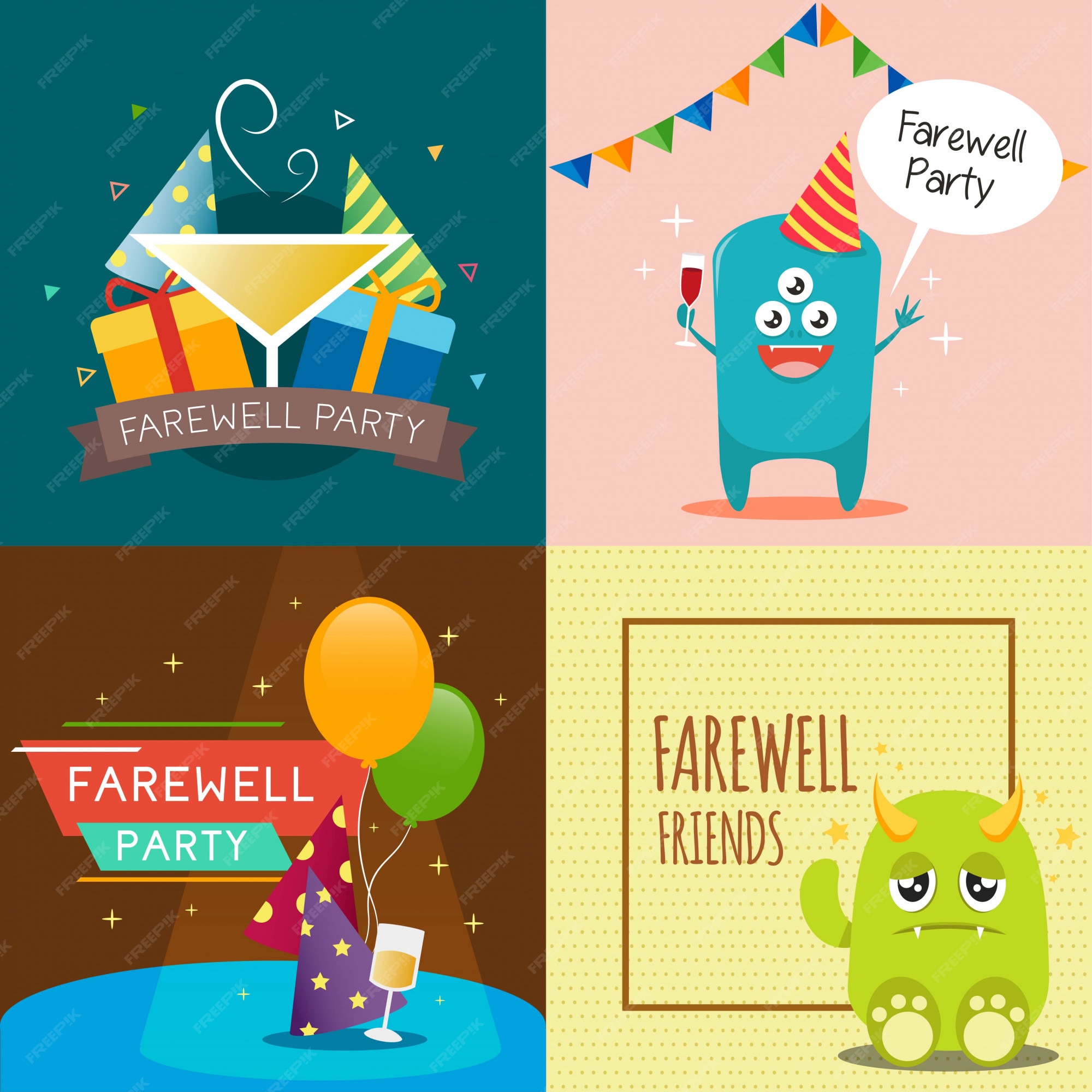 Premium Vector | Farewell party card background design