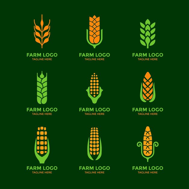 Insieme di logo di fattoria e agricoltura