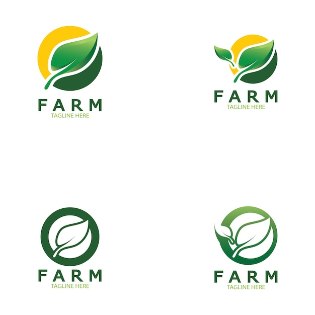 Farm  agriculture organic  logo design illustration of agriculture business, crop field, pasture, mi