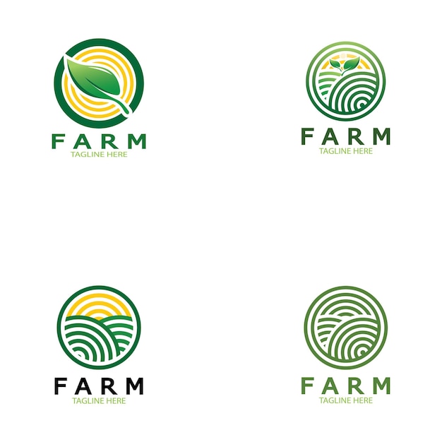 Farm  agriculture organic  logo design illustration of agriculture business, crop field, pasture, mi