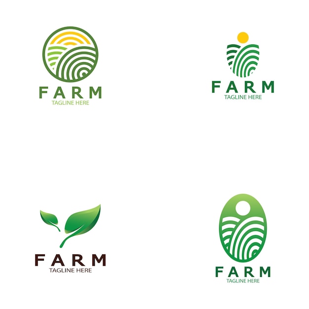 Farm  agriculture organic  logo design illustration of agriculture business, crop field, pasture, mi